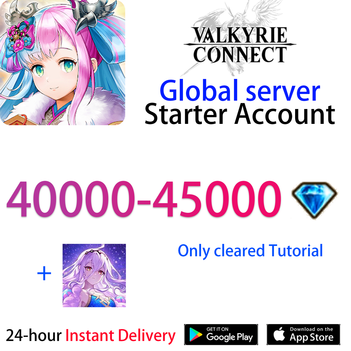 [GLOBAL][INSTANT] Lif & Lifthrasir + 40000-45000 diamonds VALKYRIE CONNECT Starter Account (see options)-Mobile Games Starter