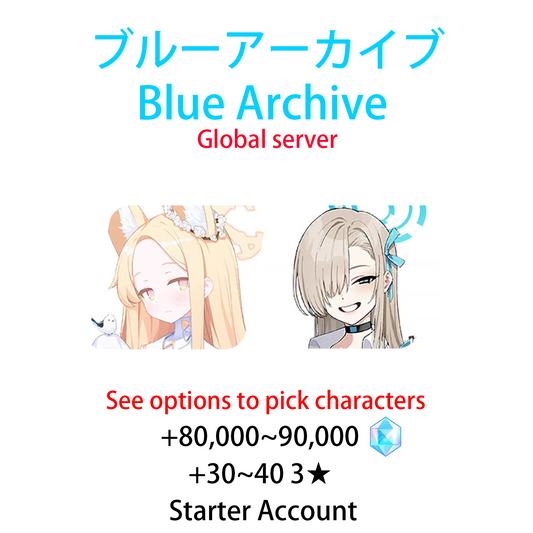 [GLOBAL] Seia + Asuna + 80000-90000 Pyroxene gems Blue Archive Starter Account (see options for choices)-Mobile Games Starter