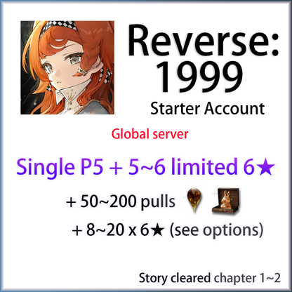 [GLOBAL] Single Limited Portrait LV5 + 5~6 limited 6★ + Unilog pulls | Reverse: 1999 P5 Nautika Liang Yue Lucy Anjo Nala Starter Account (see options)-Mobile Games Starter