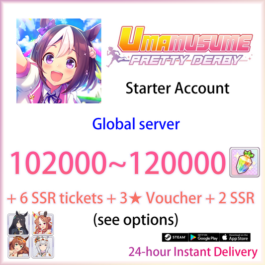 [GLOBAL][INSTANT] 102000-120000 Carats | Umamusume Pretty Derby Starter Account (see options)-Mobile Games Starter