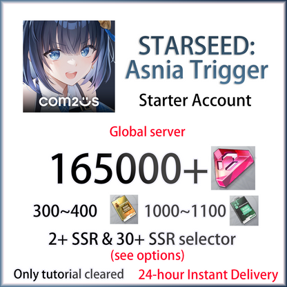 [GLOBAL][INSTANT] 165000 Starbits + 1300 tickets + 32~40 SSRs | STARSEED: Asnia Trigger Starter Account (see options)-Mobile Games Starter