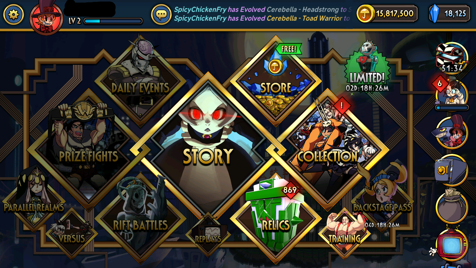 [GLOBAL][INSTANT] 18000~20000 Theonite + 15M Coins + Relics | Skullgirls Starter Account (see options)-Mobile Games Starter