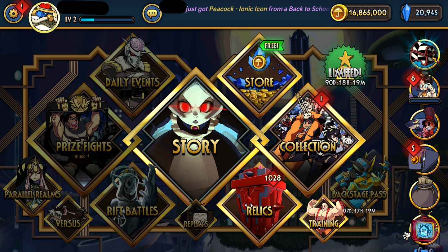 [GLOBAL][INSTANT] 20000 Theonite + 15M Coins + Relics | Skullgirls Starter Account (see options)-Mobile Games Starter