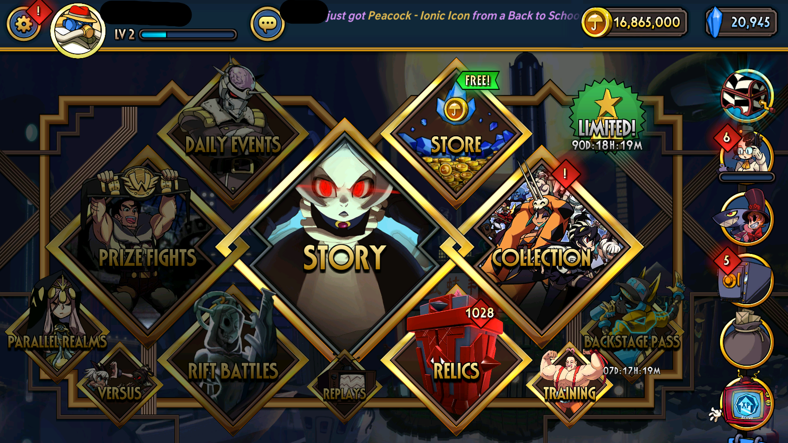 [GLOBAL][INSTANT] 20000 Theonite + 15M Coins + Relics | Skullgirls Starter Account (see options)-Mobile Games Starter