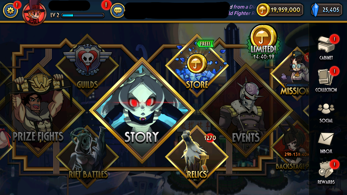 [GLOBAL][INSTANT] 25000 Theonite + 18M Coins + Relics | Skullgirls Starter Account (see options)-Mobile Games Starter