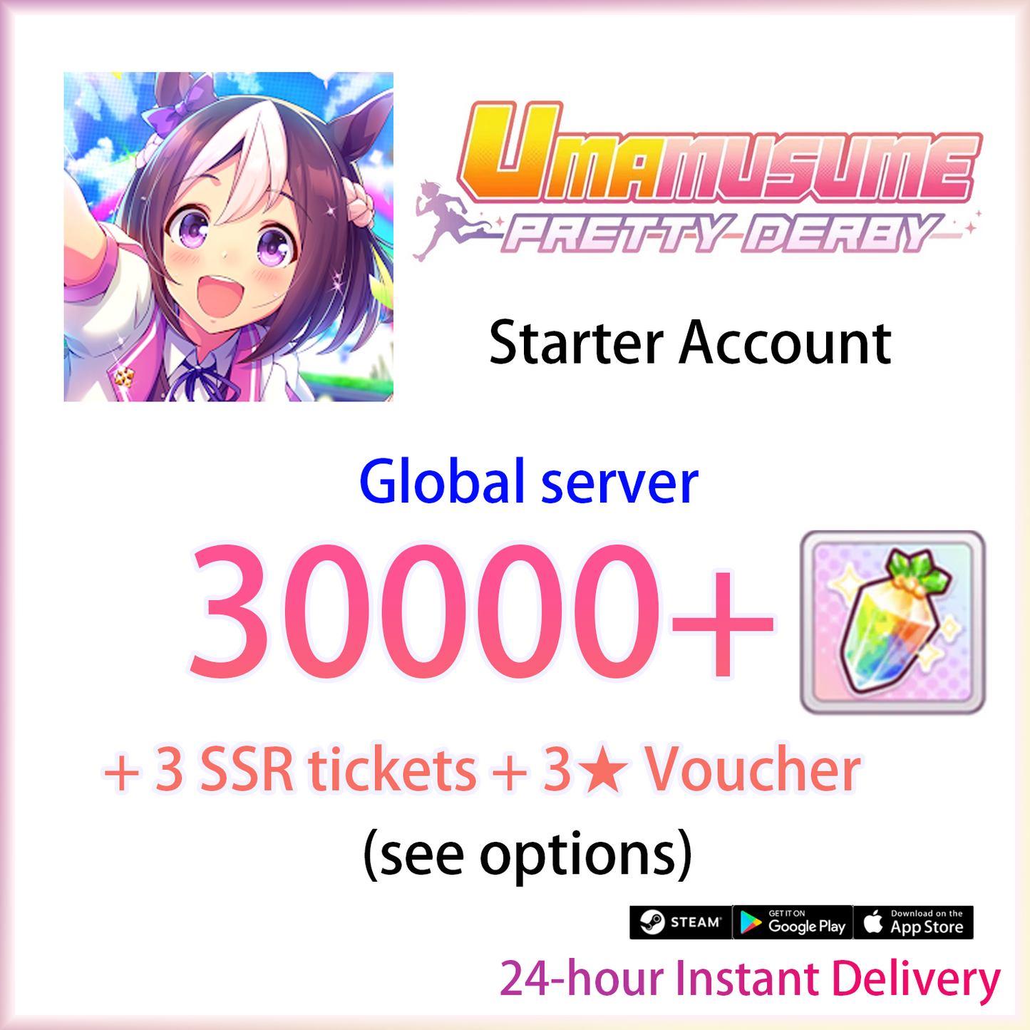 [GLOBAL][INSTANT] 30000-35000 Carats | Umamusume Pretty Derby Starter Account (see options)-Mobile Games Starter