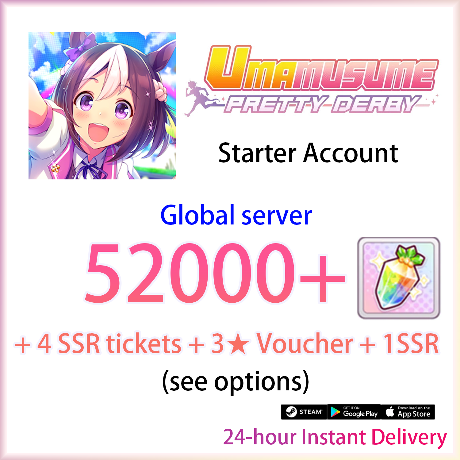 [GLOBAL][INSTANT] 52000-60000 Carats | Umamusume Pretty Derby Starter Account (see options)-Mobile Games Starter