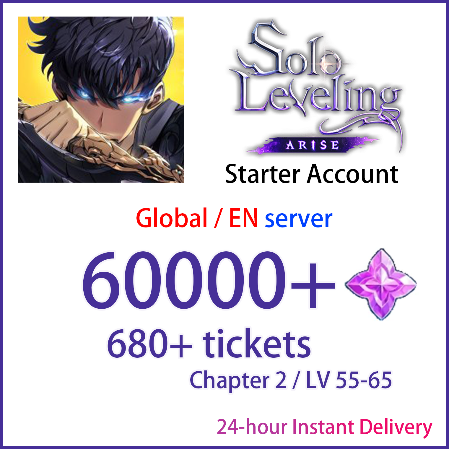 [GLOBAL][INSTANT] 60000+ Essence Stones | Solo Leveling:ARISE EN Starter Account-Mobile Games Starter