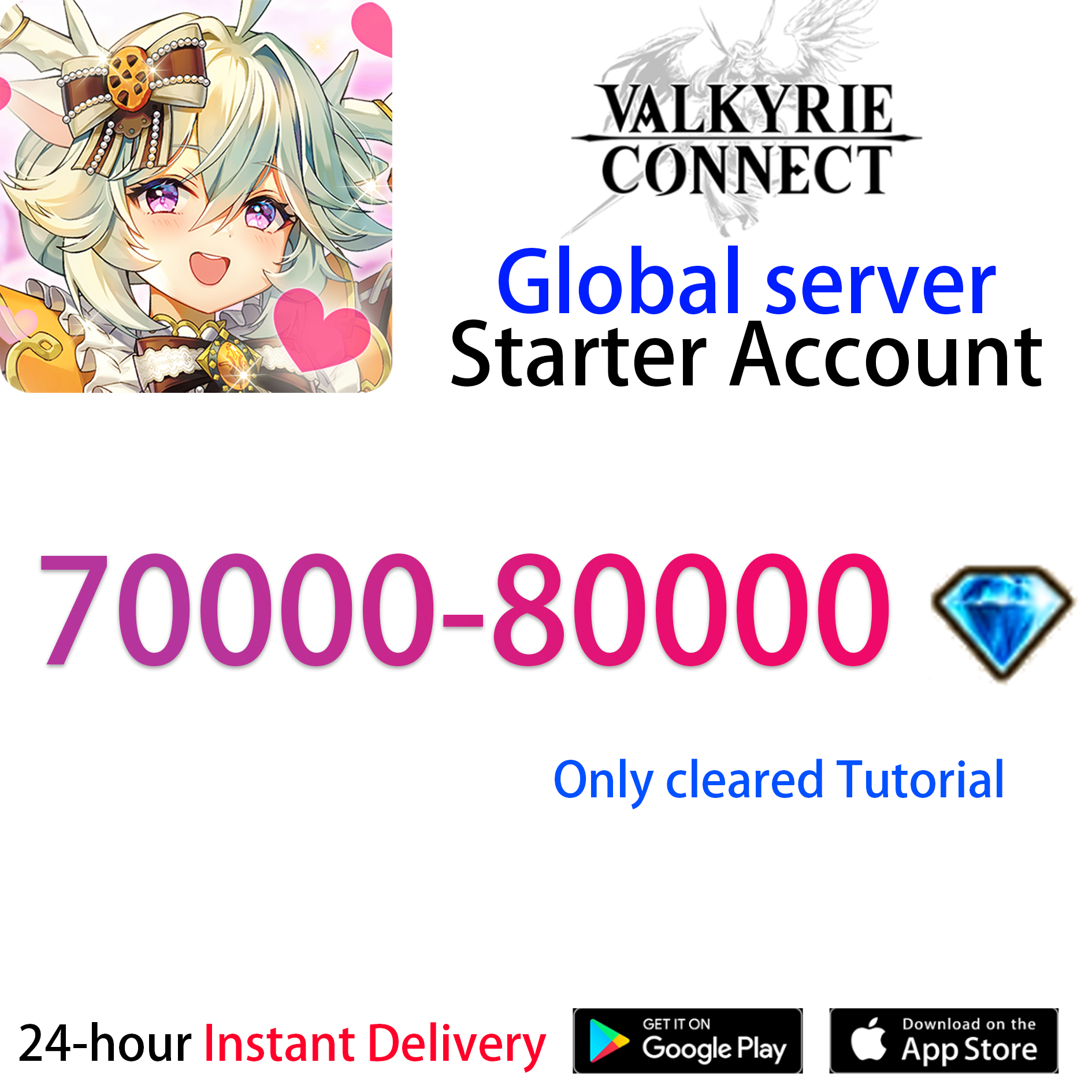 [GLOBAL][INSTANT] 70000-80000 diamonds VALKYRIE CONNECT Starter Account-Mobile Games Starter