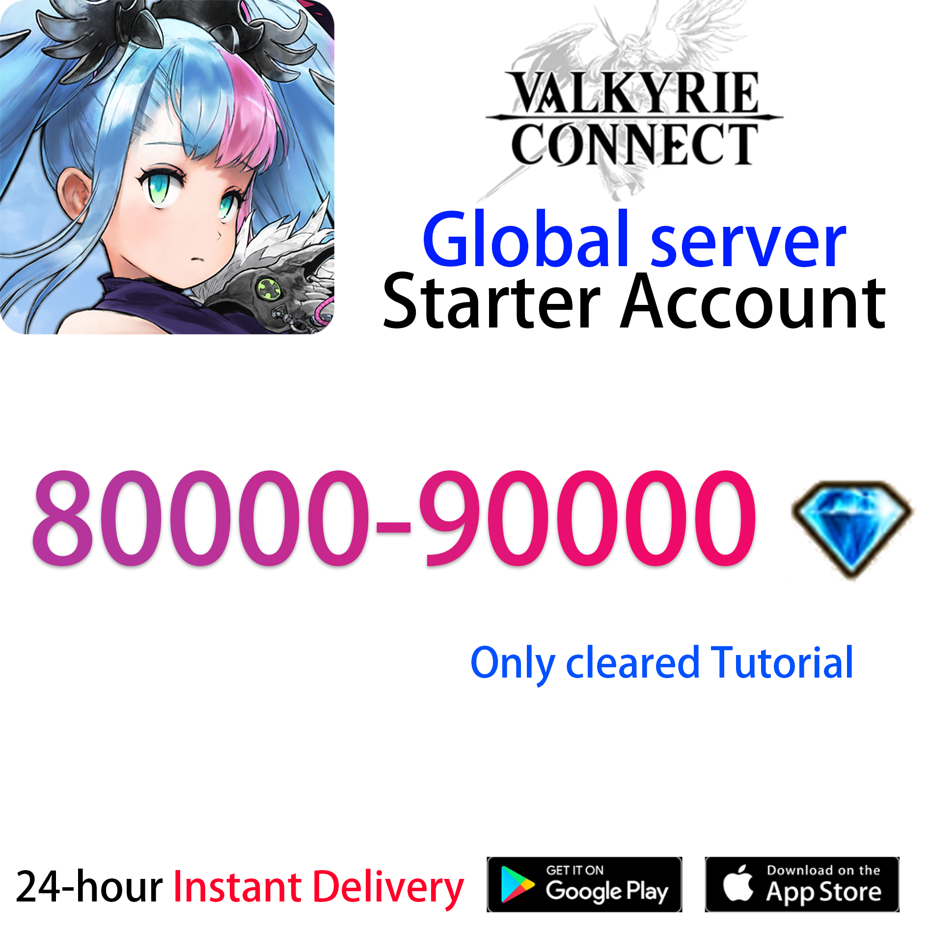 [GLOBAL][INSTANT] 80000-90000 diamonds VALKYRIE CONNECT Starter Account-Mobile Games Starter