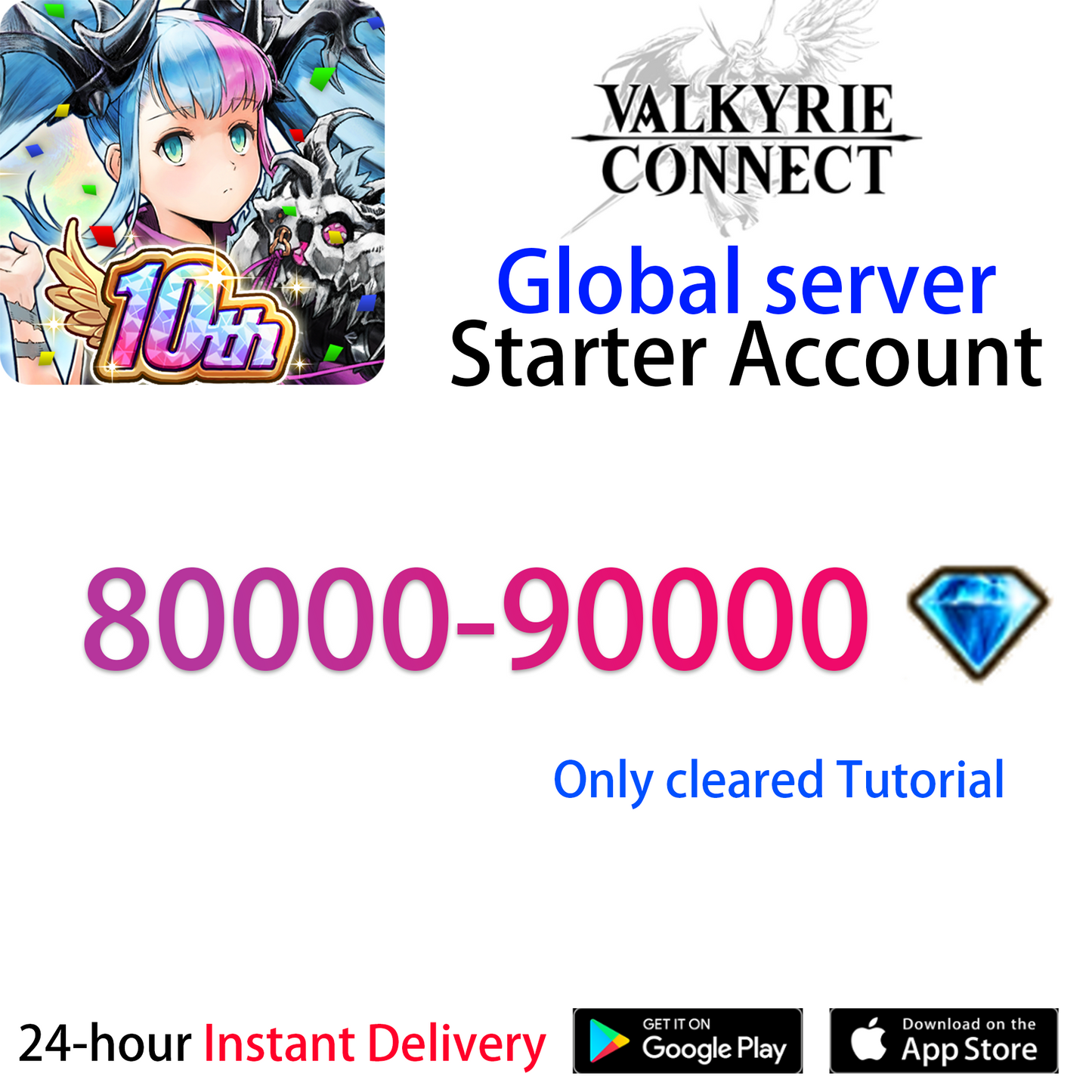 [GLOBAL][INSTANT] 80000-90000 diamonds VALKYRIE CONNECT Starter Account-Mobile Games Starter