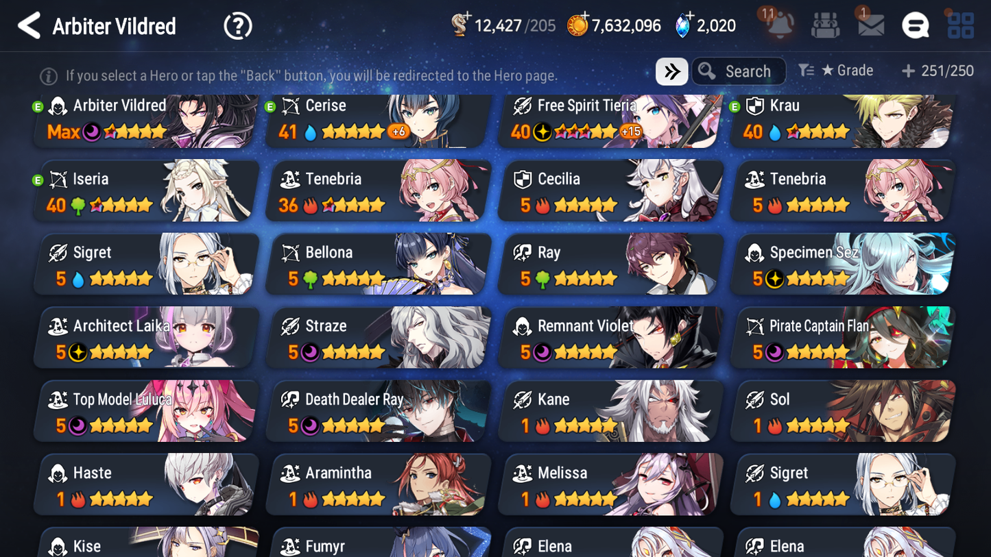 [GLOBAL][INSTANT] Epic 7 Seven 10ML + 27 4★ ML(lots dups) Straze Sez Flan Ray Choux Top Model Luluca Cerise Kizuna Ai 60 skin tickets+20 Speed 10-10 Account-Mobile Games Starter