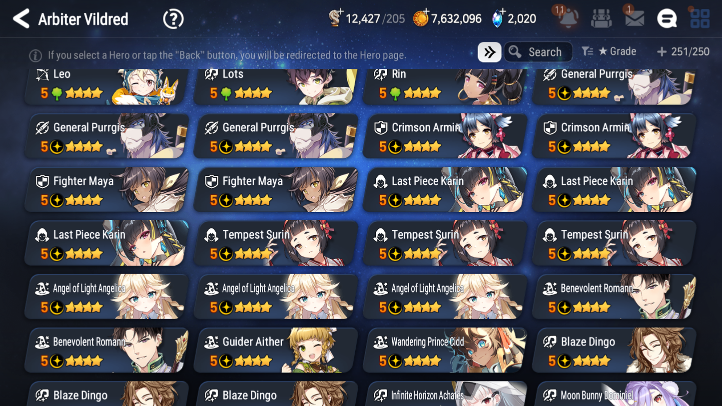 [GLOBAL][INSTANT] Epic 7 Seven 10ML + 27 4★ ML(lots dups) Straze Sez Flan Ray Choux Top Model Luluca Cerise Kizuna Ai 60 skin tickets+20 Speed 10-10 Account-Mobile Games Starter