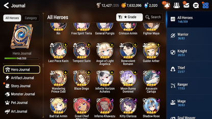 [GLOBAL][INSTANT] Epic 7 Seven 10ML + 27 4★ ML(lots dups) Straze Sez Flan Ray Choux Top Model Luluca Cerise Kizuna Ai 60 skin tickets+20 Speed 10-10 Account-Mobile Games Starter