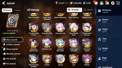 [GLOBAL][INSTANT] Epic 7 Seven 10ML + 27 4★ ML(lots dups) Straze Sez Flan Ray Choux Top Model Luluca Cerise Kizuna Ai 60 skin tickets+20 Speed 10-10 Account-Mobile Games Starter