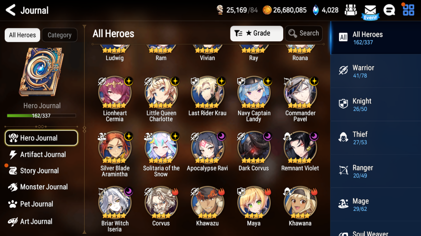 [GLOBAL][INSTANT] Epic 7 Seven 11ML+28 4*ML Navy Captain Landy Lionheart Cermia Apocalypse Ravi 10-10 Account-Mobile Games Starter