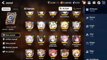 [GLOBAL][INSTANT] Epic 7 Seven 1ML 3LIM Maid Chloe Emilia Diene Ocean Breeze Luluca + ML pulls + 20 Speed + Name Starter Account-Mobile Games Starter