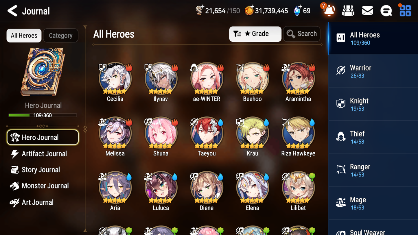 [GLOBAL][INSTANT] Epic 7 Seven 2ML 1LIM Diene Fallen Cecilia Remnant Violet + ML pulls + 20 Speed + Name Starter Account-Mobile Games Starter