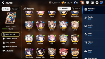 [GLOBAL][INSTANT] Epic 7 Seven 2ML 1LIM Diene Fallen Cecilia Remnant Violet + ML pulls + 20 Speed + Name Starter Account-Mobile Games Starter