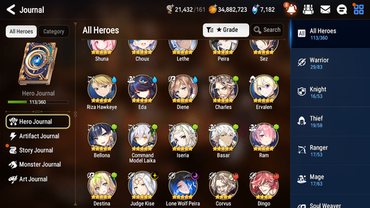 [GLOBAL][INSTANT] Epic 7 Seven 2ML 2LIM Lone Wolf Peira Lethe Diene Judge Kise + ML pulls + 20 Speed + Name Starter Account-Mobile Games Starter