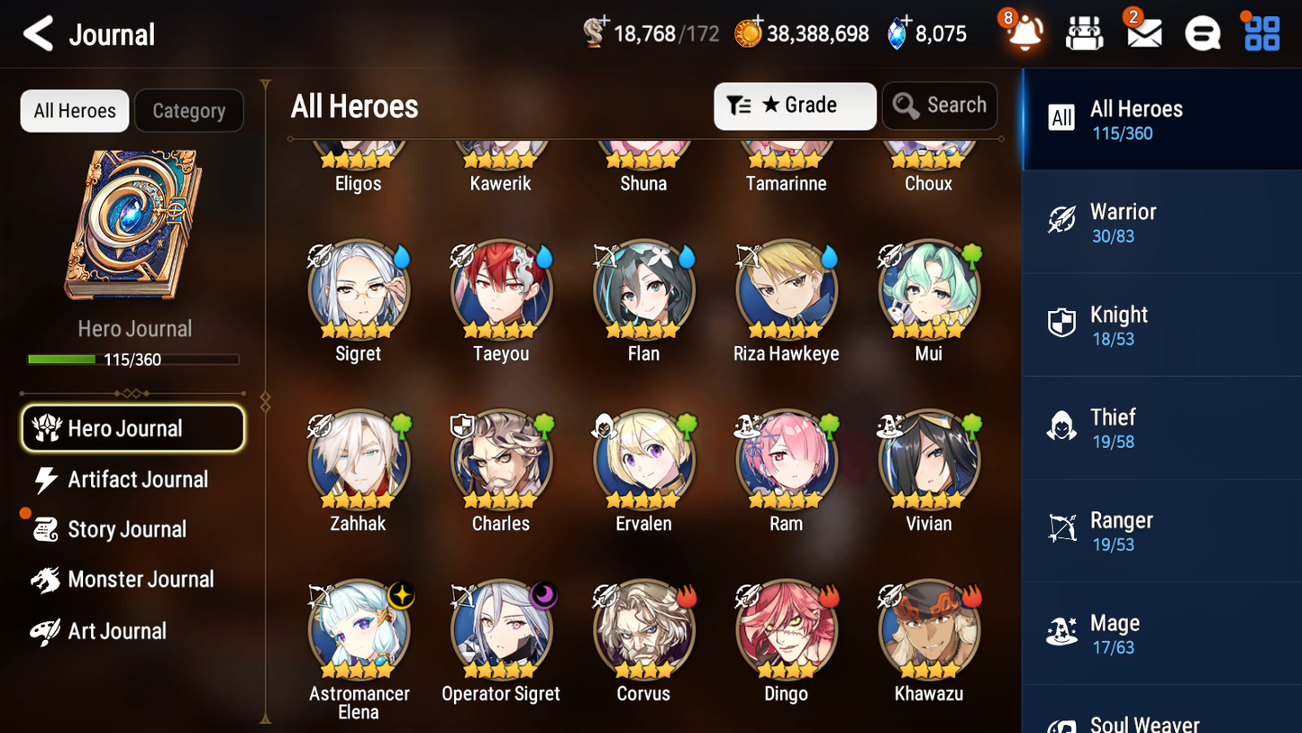[GLOBAL][INSTANT] Epic 7 Seven 2ML Astromancer Elena Operator Sigret Angel Angelica + 40ML pulls + 20 Speed Starter Account-Mobile Games Starter