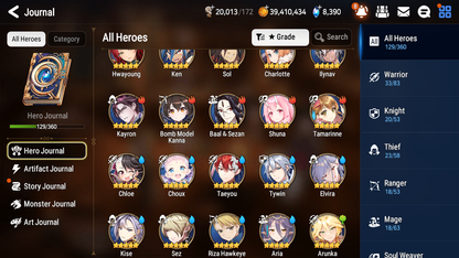 [GLOBAL][INSTANT] Epic 7 Seven 2ML Belian Lionheart Cermia + 41ML pulls mystics + 20 Speed Name Starter Account-Mobile Games Starter