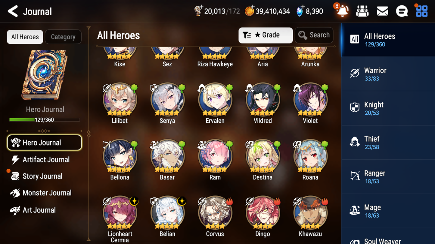 [GLOBAL][INSTANT] Epic 7 Seven 2ML Belian Lionheart Cermia + 41ML pulls mystics + 20 Speed Name Starter Account-Mobile Games Starter