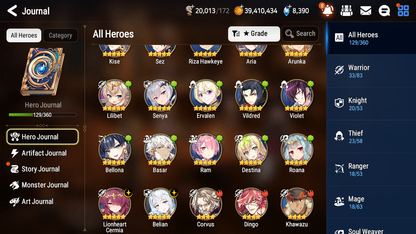 [GLOBAL][INSTANT] Epic 7 Seven 2ML Belian Lionheart Cermia + 41ML pulls mystics + 20 Speed Name Starter Account-Mobile Games Starter