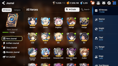 [GLOBAL][INSTANT] Epic 7 Seven 2ML Frida Empyrean Ilynav Death Dealer Ray + 40ML pulls + 20 Speed+ Name Starter Account-Mobile Games Starter