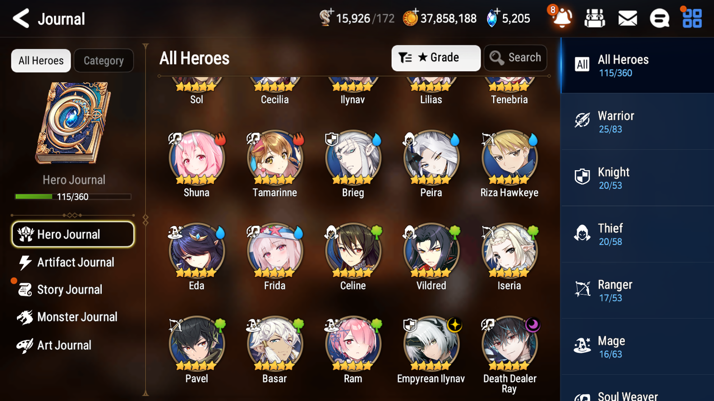 [GLOBAL][INSTANT] Epic 7 Seven 2ML Frida Empyrean Ilynav Death Dealer Ray + 40ML pulls + 20 Speed+ Name Starter Account-Mobile Games Starter