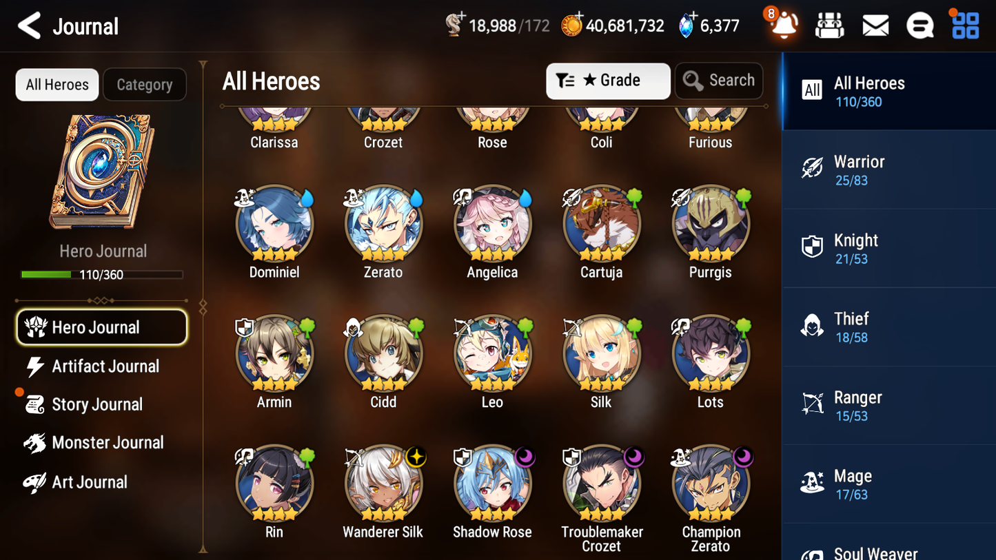 [GLOBAL][INSTANT] Epic 7 Seven 2ML Frida+art Ambitious Tywin Closer Charles Jack + 41ML pulls + 20 Speed +Name Starter Account-Mobile Games Starter
