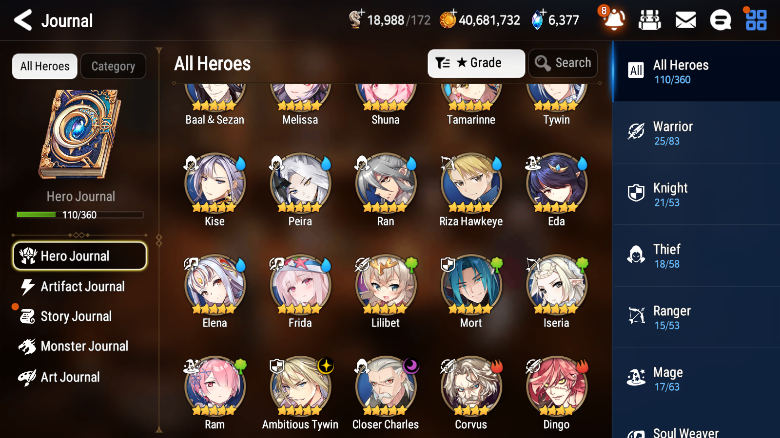 [GLOBAL][INSTANT] Epic 7 Seven 2ML Frida+art Ambitious Tywin Closer Charles Jack + 41ML pulls + 20 Speed +Name Starter Account-Mobile Games Starter
