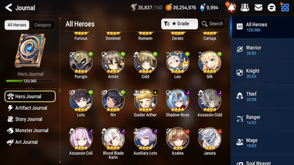 [GLOBAL][INSTANT] Epic 7 Seven 2ML Lone Crescent Bellona Silver Blade Aramintha Diene + 58ML pulls + 20 Speed + Name Starter Account-Mobile Games Starter