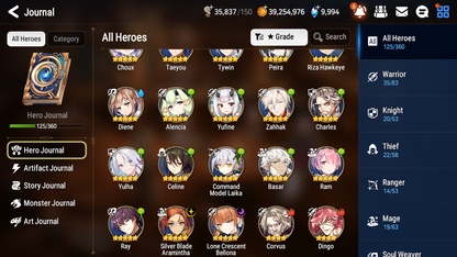 [GLOBAL][INSTANT] Epic 7 Seven 2ML Lone Crescent Bellona Silver Blade Aramintha Diene + 58ML pulls + 20 Speed + Name Starter Account-Mobile Games Starter
