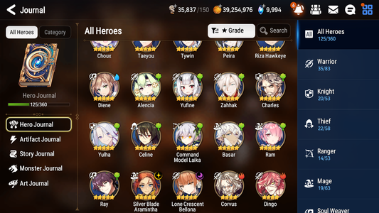 [GLOBAL][INSTANT] Epic 7 Seven 2ML Lone Crescent Bellona Silver Blade Aramintha Diene + 58ML pulls + 20 Speed + Name Starter Account-Mobile Games Starter