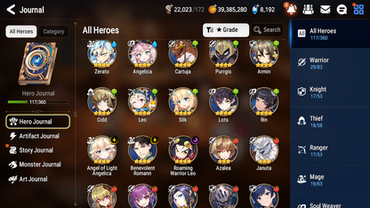 [GLOBAL][INSTANT] Epic 7 Seven 2ML Lone Wolf Peira Straze Byblis Angel Angelica + 40ML pulls Mystics + 20 Speed + Name Starter Account-Mobile Games Starter