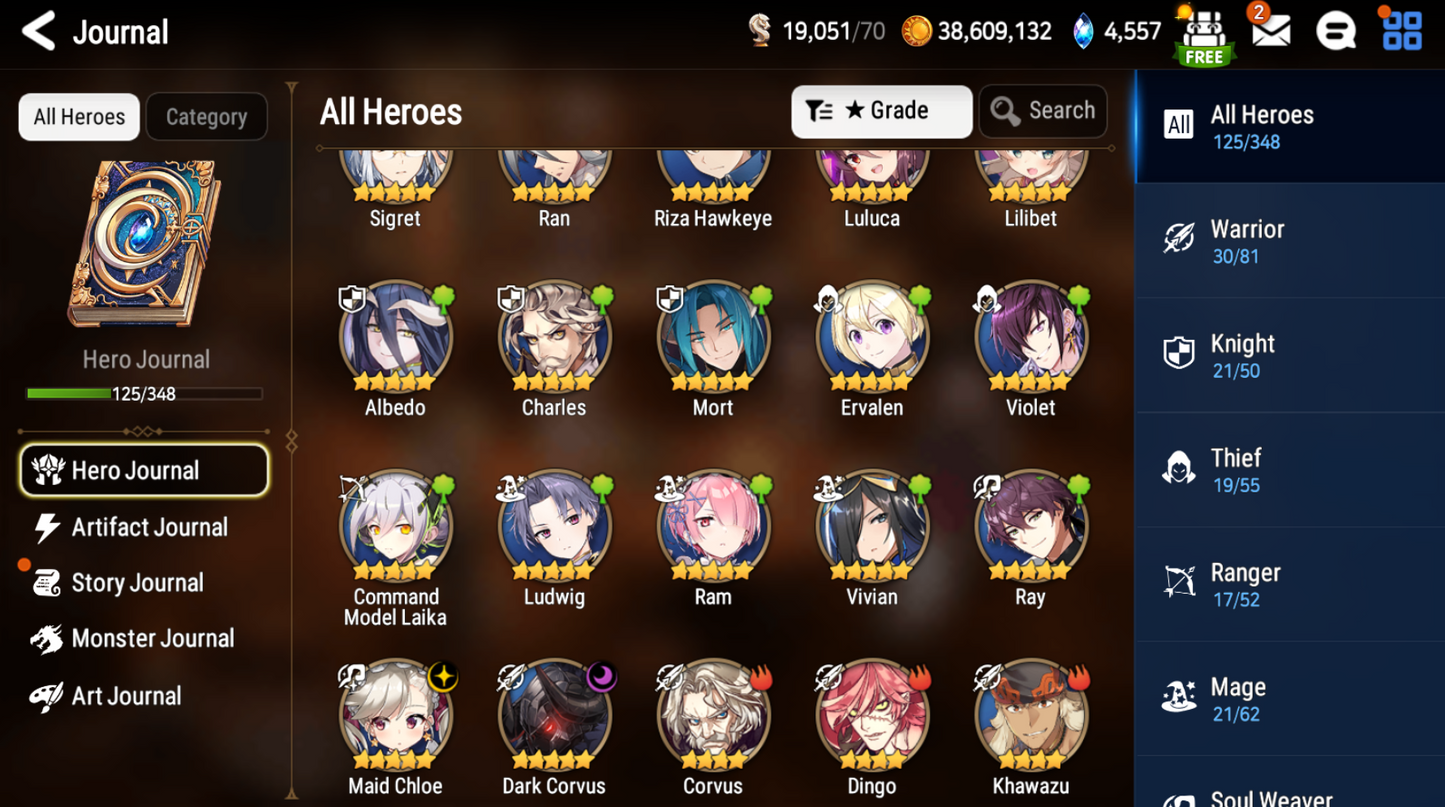 [GLOBAL][INSTANT] Epic 7 Seven 2ML Maid Chloe Dark Corvus + Albedo+Shalltear+artifact + ML pulls + Name Starter Account Ovelord-Mobile Games Starter