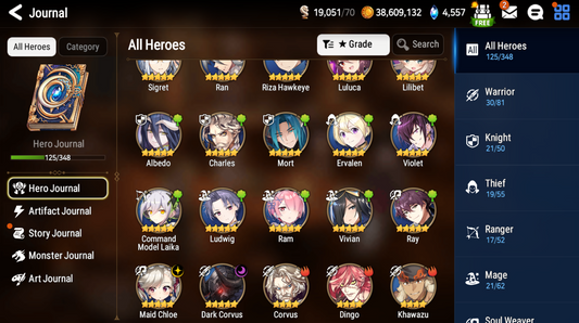 [GLOBAL][INSTANT] Epic 7 Seven 2ML Maid Chloe Dark Corvus + Albedo+Shalltear+artifact + ML pulls + Name Starter Account Ovelord-Mobile Games Starter