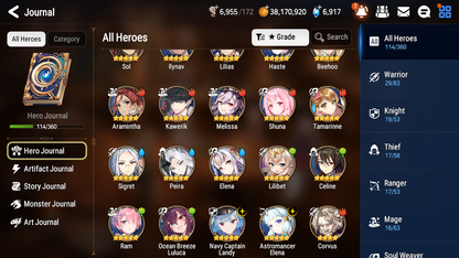 [GLOBAL][INSTANT] Epic 7 Seven 2ML Navy Captain Landy Elena Ocean Breeze Luluca + 47ML pulls + 20 Speed+ Name Starter Account-Mobile Games Starter