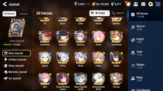 [GLOBAL][INSTANT] Epic 7 Seven 2ML Navy Captain Landy Elena Ocean Breeze Luluca + 47ML pulls + 20 Speed+ Name Starter Account-Mobile Games Starter