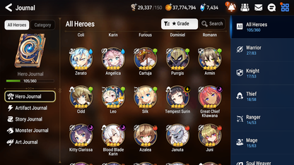 [GLOBAL][INSTANT] Epic 7 Seven 2ML Navy Captain Landy Twisted Eidolon Kayron + 43ML pulls + 20 Speed + Name Starter Account-Mobile Games Starter