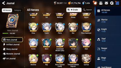 [GLOBAL][INSTANT] Epic 7 Seven 2ML Navy Captain Landy Twisted Eidolon Kayron + 43ML pulls + 20 Speed + Name Starter Account-Mobile Games Starter