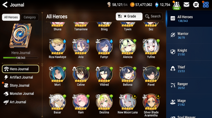 [GLOBAL][INSTANT] Epic 7 Seven 2ML New Moon Luna Silver Blade Aramintha + 64ML pulls 12k skystones 2800 mystics+ Name Starter Account-Mobile Games Starter