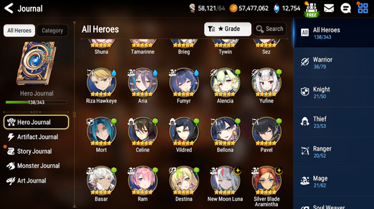 [GLOBAL][INSTANT] Epic 7 Seven 2ML New Moon Luna Silver Blade Aramintha + 64ML pulls 12k skystones 2800 mystics+ Name Starter Account-Mobile Games Starter
