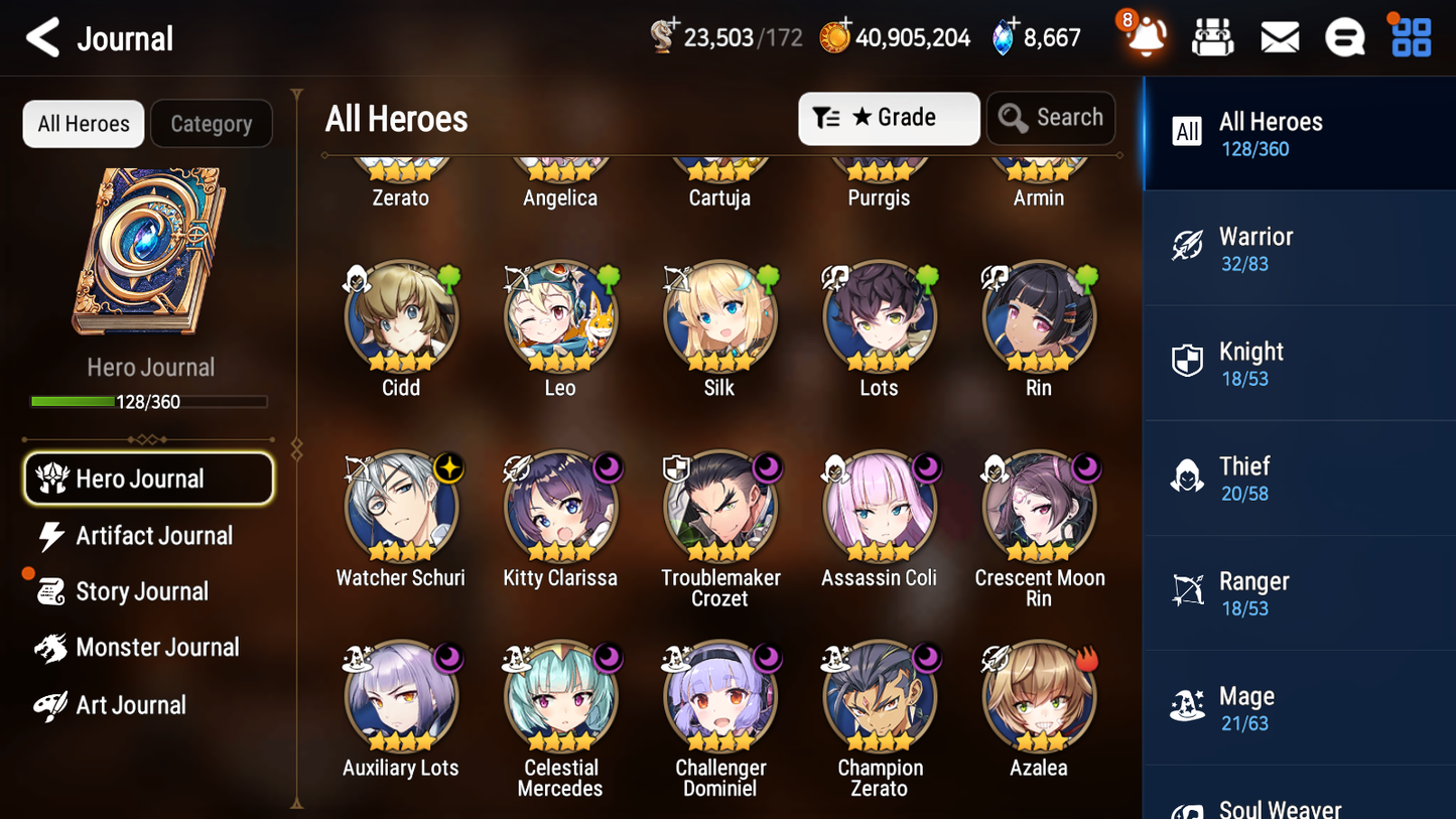 [GLOBAL][INSTANT] Epic 7 Seven 3ML 2LIM Death Dealer Ray Dark Corvus Blood Moon Haste Ocean Breeze Luluca+Artifact + ML pulls + 20 Speed +Name Starter Account-Mobile Games Starter