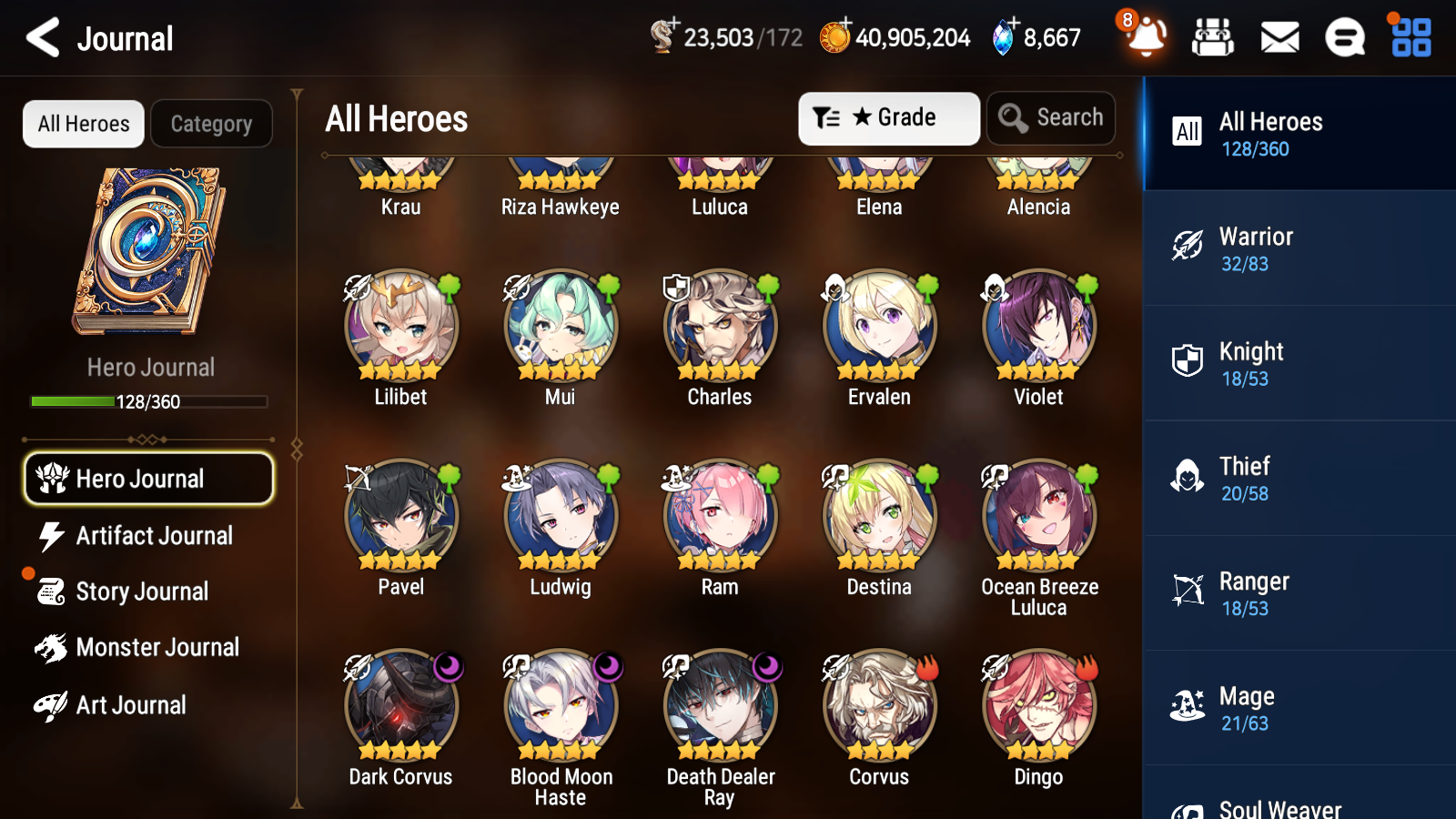 [GLOBAL][INSTANT] Epic 7 Seven 3ML 2LIM Death Dealer Ray Dark Corvus Blood Moon Haste Ocean Breeze Luluca+Artifact + ML pulls + 20 Speed +Name Starter Account-Mobile Games Starter