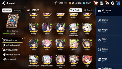 [GLOBAL][INSTANT] Epic 7 Seven 3ML 2LIM School Nurse Yulha Empyrean Ilynav Frida Perfumer Byblis Designer Lilibet Angel Angelica + 43ML pulls +20 Speed + Name Starter Account-Mobile Games Starter