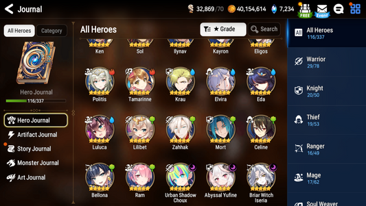 [GLOBAL][INSTANT] Epic 7 Seven 3ML Abyssal Yufine Briar Witch Iseria Choux + ML pulls + Name Starter Account-Mobile Games Starter