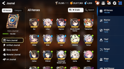 [GLOBAL][INSTANT] Epic 7 Seven 3ML Abyssal Yufine Lionheart Cermia Apocalypse Ravi+ ML pulls + 20 Speed + Name Starter Account-Mobile Games Starter