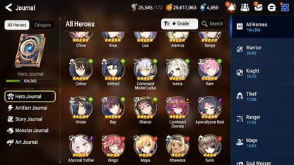 [GLOBAL][INSTANT] Epic 7 Seven 3ML Abyssal Yufine Lionheart Cermia Apocalypse Ravi+ ML pulls + 20 Speed + Name Starter Account-Mobile Games Starter